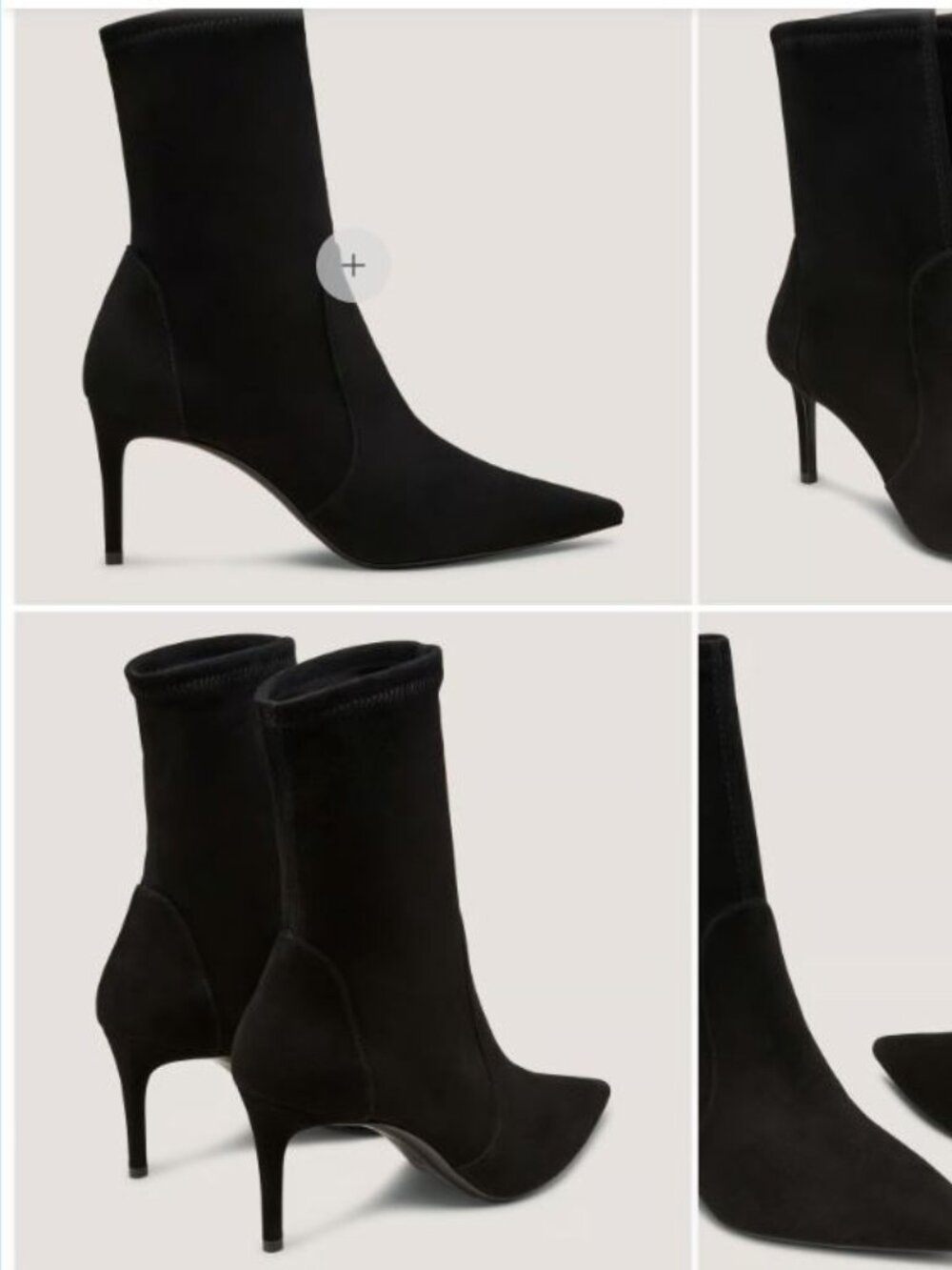 Stuart Weitzman Power 75MM Leather Ankle Boots black suede kitten heel boots